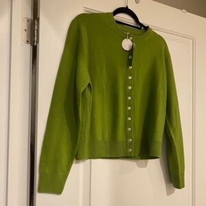 J Crew Perfect Cashmere Cardigan Green Button-Up Sweater Size S.